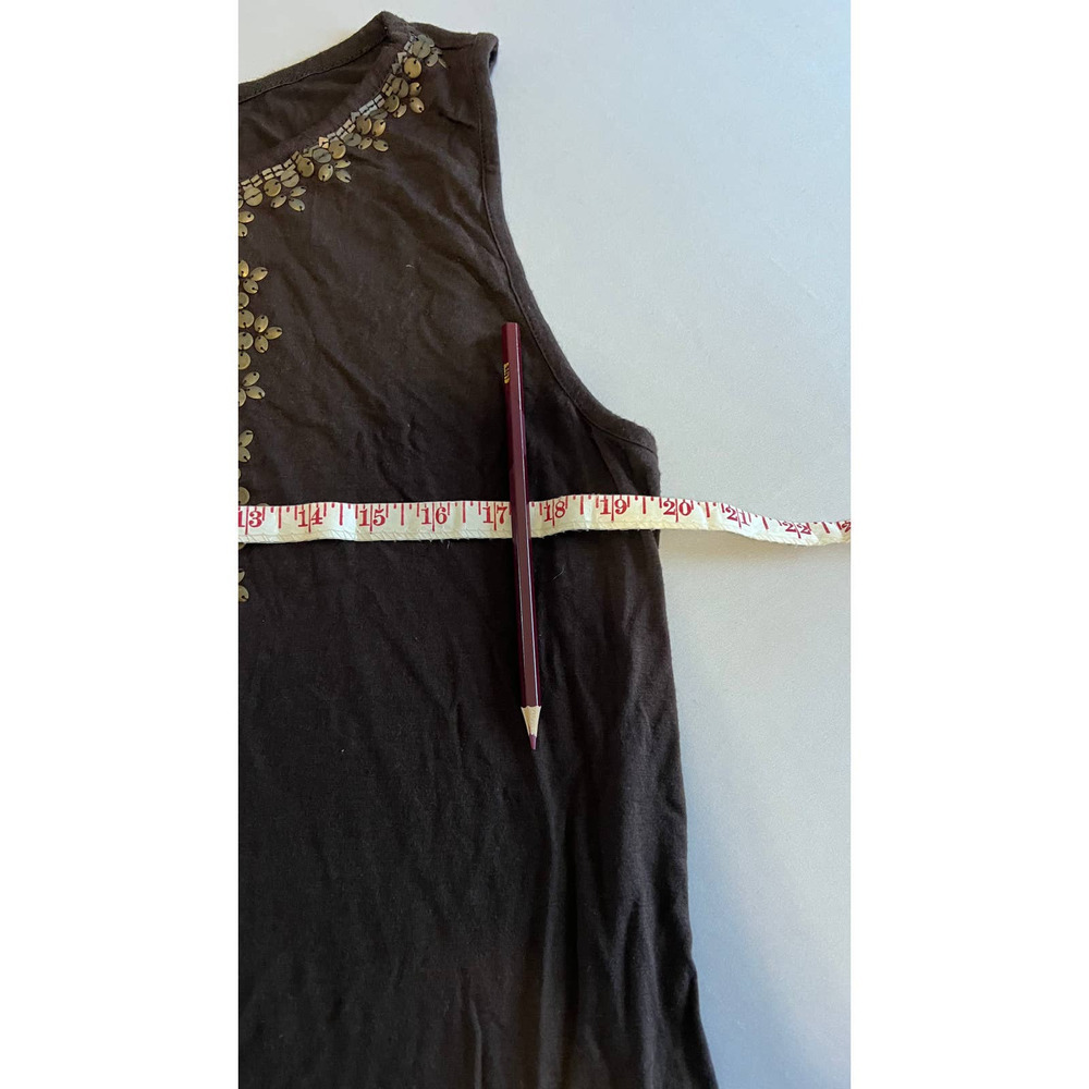 AB Studio Brown Sleeveless Top chest beading XL - Picture 5 of 7